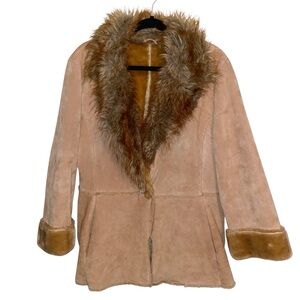 Vintage St. Johns Bay Jacket Womens XL Penny Lane Leather Coat Faux Fur Boho